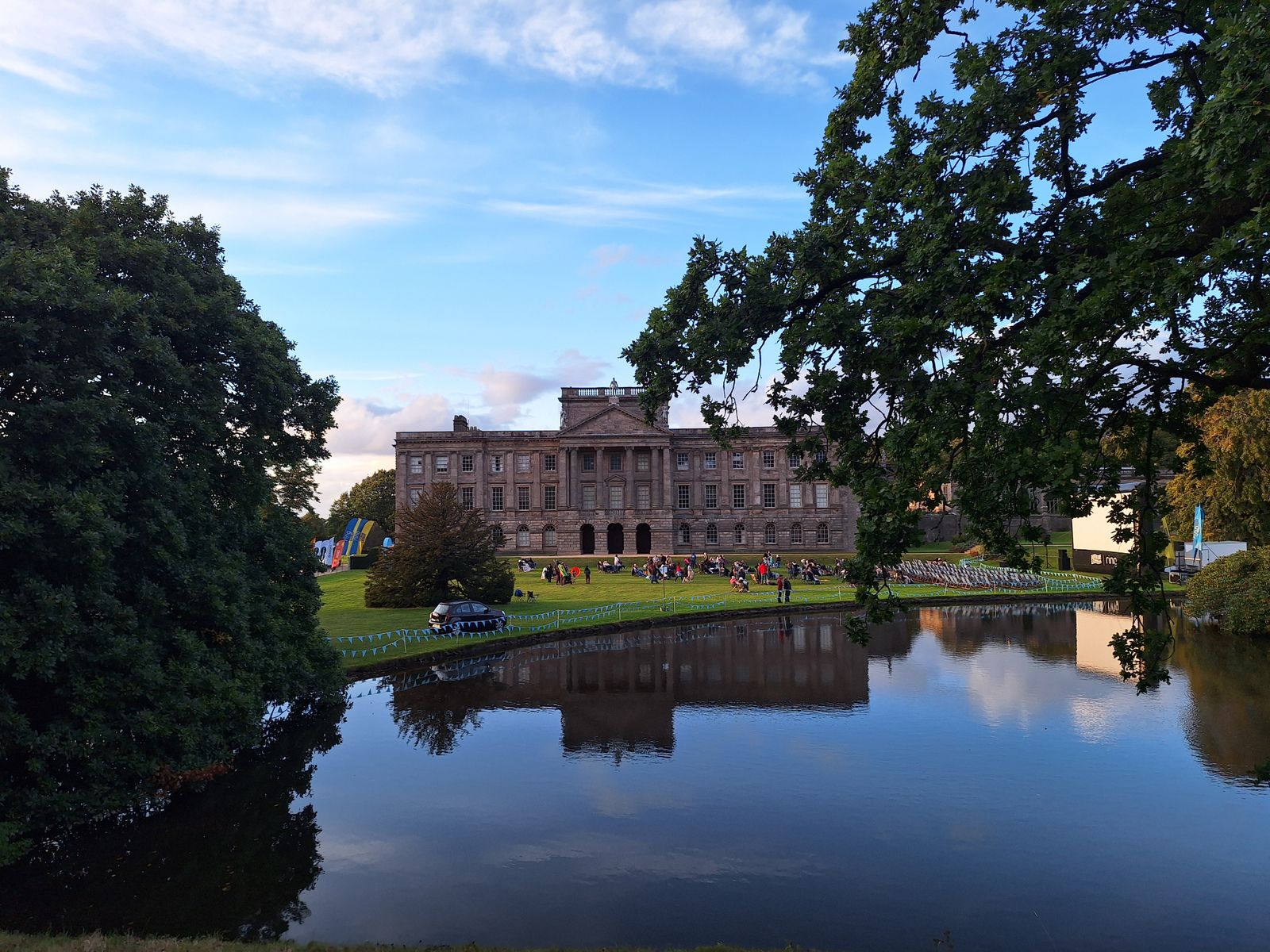 A country house reflected in a lake